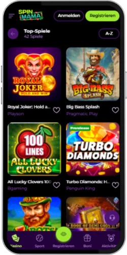 Spinmama casino Finde den Bereich Spiele