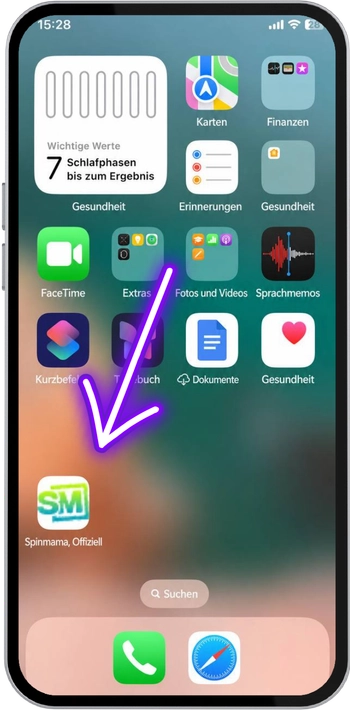 Spinmama Icon auf dem Startbildschirm gespeichert